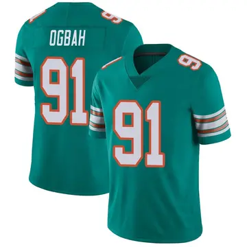 NCAA MIAMI Dolphins Orange Emmanuel Ogbah #91 Jersey Replica Large Signed  JSA Card - Sinbad Sports Store