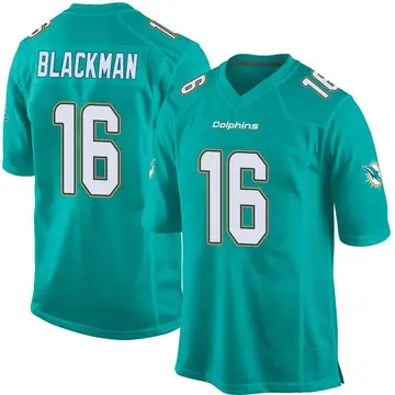 James Blackman Miami Dolphins Men's Black Name & Number Logo T-Shirt - Aqua